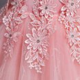 thumbnail image 5 of Girls Sleeveless Lace Tulle Flower Dress, Floor Length Layered Princess Ball Gown with Beading, Elegant formal Outfit for Wedding, Birthday Party, Pageant & Kids Photoshoot Events Pink 9-10Years, 5 of 6