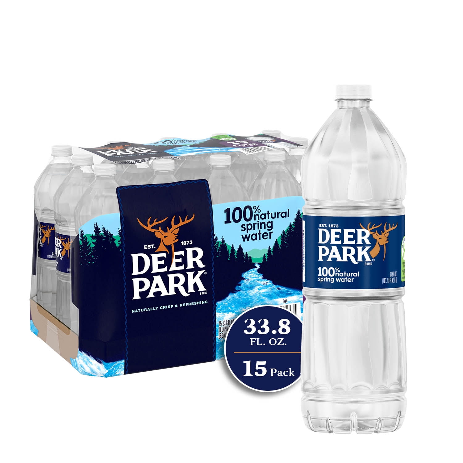 DEER PARK Brand 100% Natural Spring Water, 33.8-ounce plastic bottles 