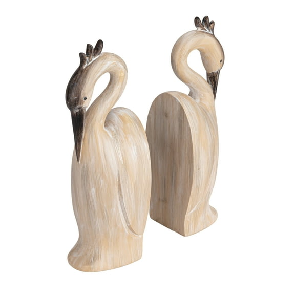 Bloomingville Resin Heron Bookends, Cream
