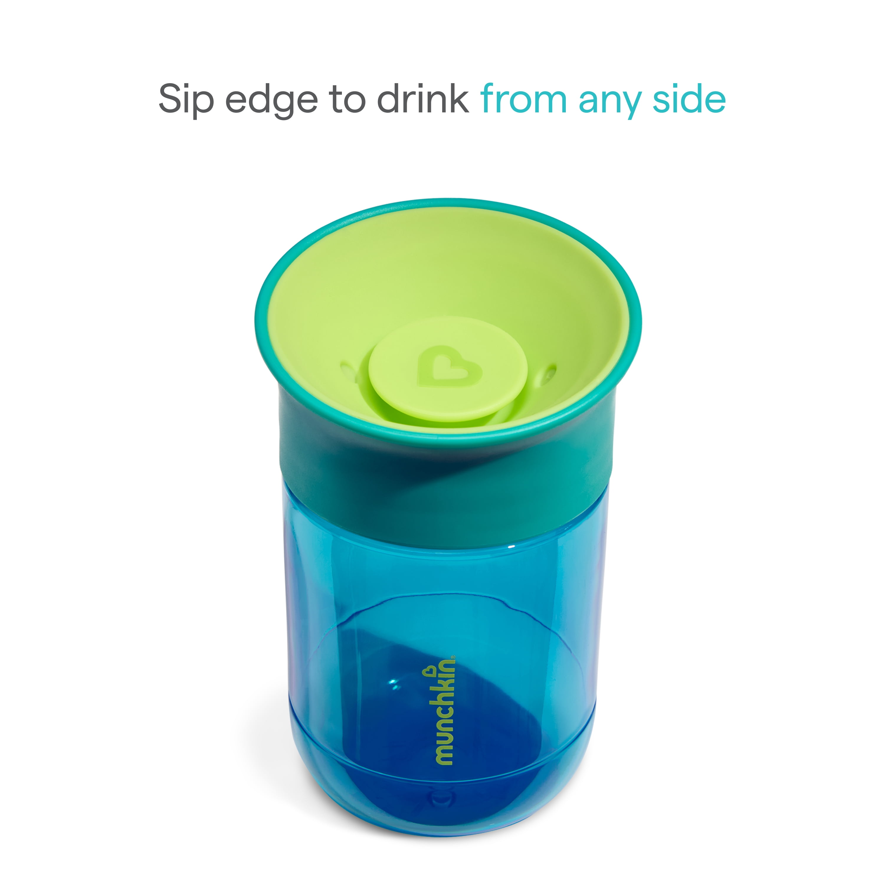 Munchkin Miracle 360 Spoutless Spill-Proof Cup, Medium Flow, 10 oz, Unisex, 2 Pack (Blue/Yellow)