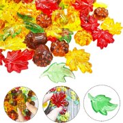 Konghyp 100Pcs Thanksgiving Decorations Plastic Pumpkin Maple Leaf Vase Fillers, Sensory Play Items, Fall Home Decor, Miniature Autumn Crafts, Festive Centerpieces