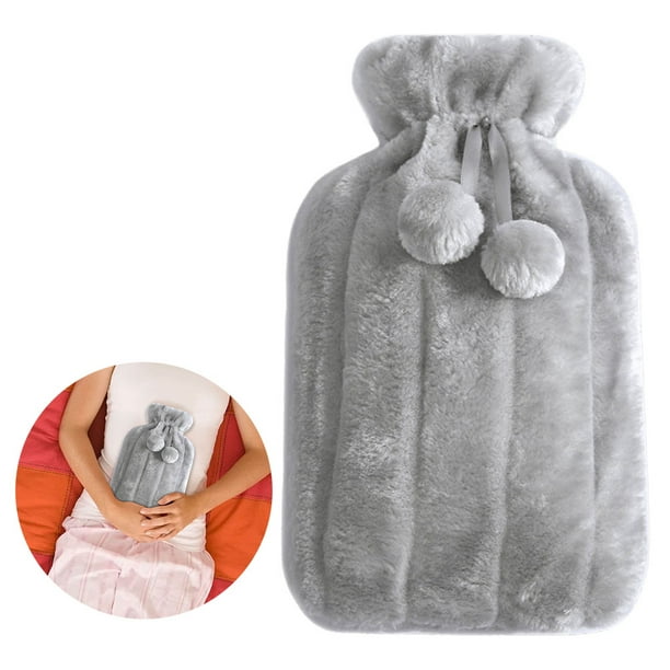 Funda para Botella Caliente Calentador Manos Y Pies Funda Felpa para Cama (felpa Gris)