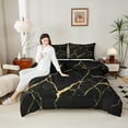 thumbnail image 5 of Manfei Aesthetic Marble Full Size Comforter Sets,Modern Fluid Art Bedding Comforter Set,Black Gold Bedding Sets For Adult,Breathable Bedroom Decor Reversible,3 Pieces, 5 of 9