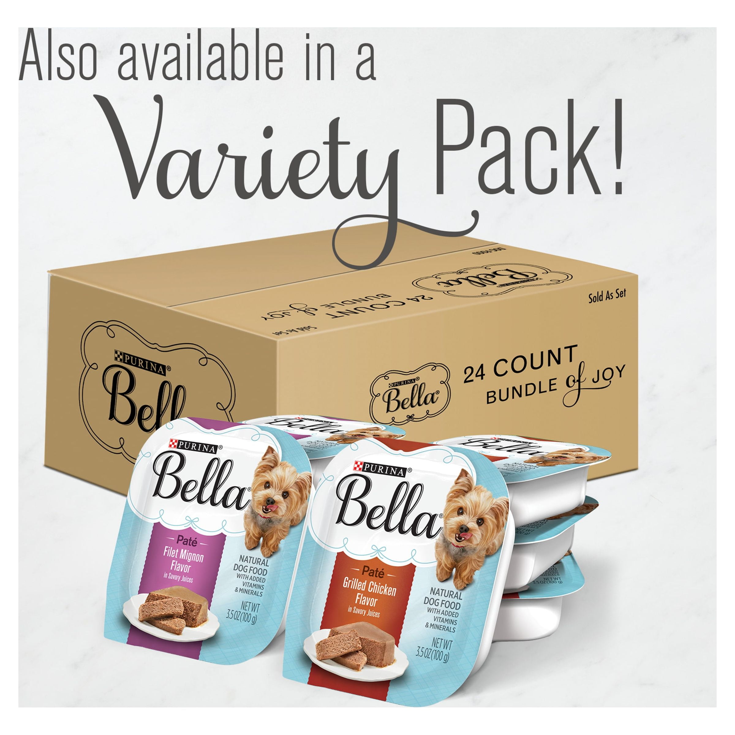 Purina Bella Natural Small Breed Pate Wet Dog Food, Grilled Chicken Flavor in Savory Juices, 3.5 oz. Tray