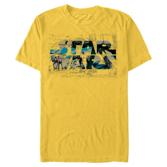Star Wars Logo AT-AT Walker Battle - Short Sleeve Blended T-Shirt for Adults - Customized-Yellow