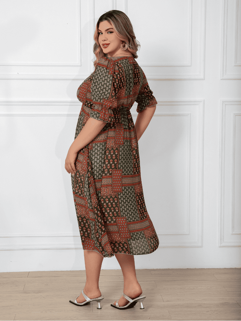 empire waist plus size midi dresses L I V D Plus Size Cyra Empire Midi Dress