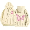 thumbnail image 4 of BLOCLOALO Graphic Hoodies Breast Cancer Awareness Ribbon Printed Drawstring Hoodie Sweatshirt Casual Oversized Long Sleeve Streetwear Pullover Beige L, 4 of 5