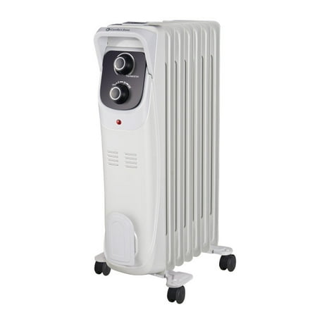 Comfort Zone Cz8008 1500 Watt Silent Electric Oil Filled Radiator Heater With 360 Degree Swivel Casters Gray