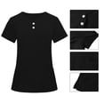 thumbnail image 4 of YOIAVAIOY Womens Scrubs 2 Piece Set Short Sleeve V Neck Top Elastic Waist Jogger Pants Set Nurse Uniform Scrubs Workwear Black S, 4 of 10