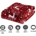 thumbnail image 3 of Christmas Blanket, Holiday Throw Blanket, Reindeer Snowman Christmas Decorative Blanket, Soft Breathable Warm Comfortable Polyester Blanket for Sofa Bedroom, 70x100cm, Red, 3 of 6