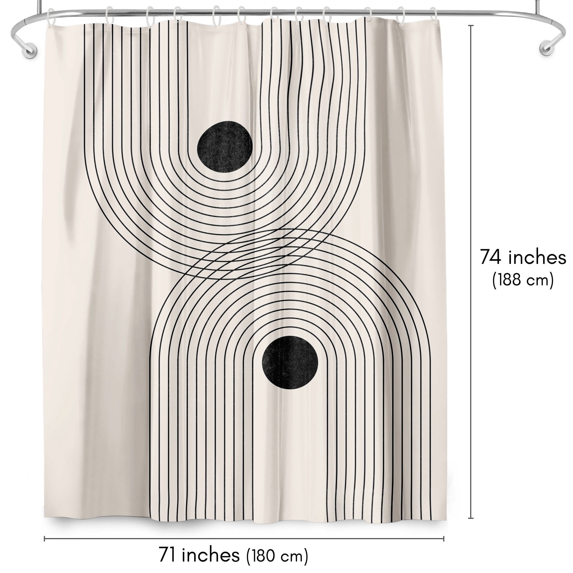 Americanflat 71" x 74" Shower Curtain, Black Geometrical Line Art 2 by Tetyana Karankovska