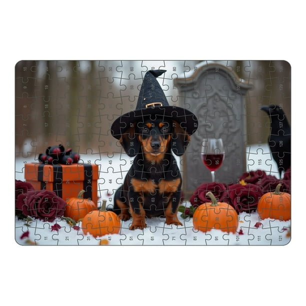 Puzzle De Halloween Para Niños, Adolescentes Y Adultos. Juego De Papel Temático. Idea Para Actividades En Interiores.