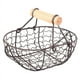 thumbnail image 1 of Cesta de metal retro con mango de madera, portátil, multifunción, para guardar verduras, frutas, huevos, comestibles, práctica cesta organizadora de almacenamiento, color negro, 1 of 8