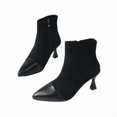 thumbnail image 3 of Xfvqtps Womens Pointed Toe Ankle Boots Slim Mid Heel Winter Fashion Booties Plush Lined Suede Leather Short Boots for Women Dress Casual, 3 of 9