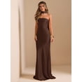 thumbnail image 4 of Coffee Brown Strapless High-Neck Mermaid Maxi Dress For Formal Party Cocktail Wedding Bridesmaid, 4 of 7