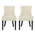 thumbnail image 3 of 2 Pieces Dinner Chairs, Tufted Dinning Chairs Set with High Backrest, Modern Dining Table Chairs with Wood Legs, Beige, 3 of 8