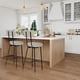 thumbnail image 3 of Set of 2 moderno forrado bar stools - counter height sillas con round seat, back y footrest para kitchen island, dining room o pub (gris), 3 of 8