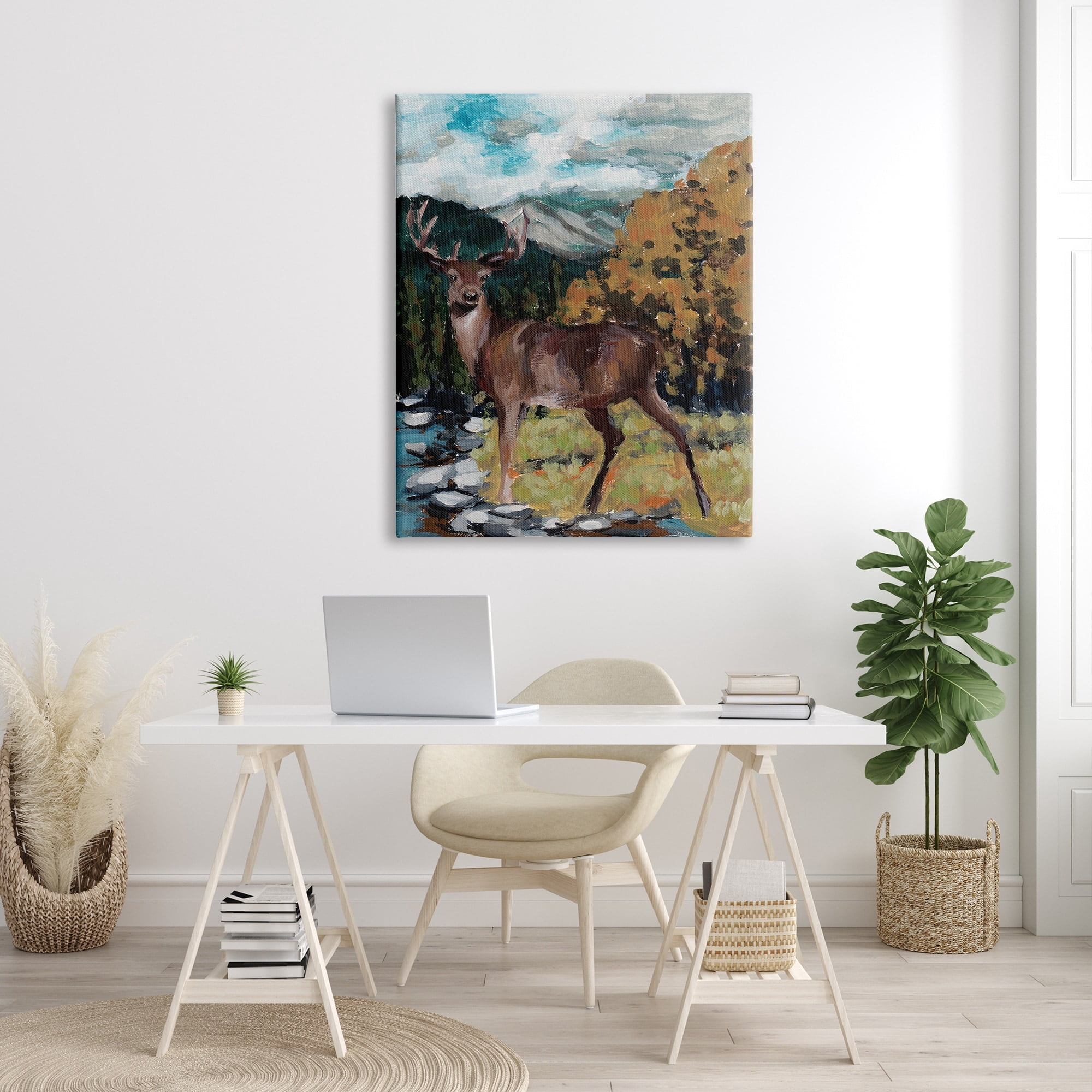 Stupell Rustic Wildlife Deer Painting Animals & Insects Painting Gallery Wrapped Canvas Print Wall Art