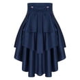 thumbnail image 4 of YiZYiF Womens Gothic Medieval Steampunk Satiny Pirate Skirt Lace-up Tiered Ruffled High Low Skirts Navy Blue 3XL, 4 of 7