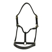 Huntley Equestrian Fancy Stitched Adjustable Premium Leather Pony Halter with Brass Hardware