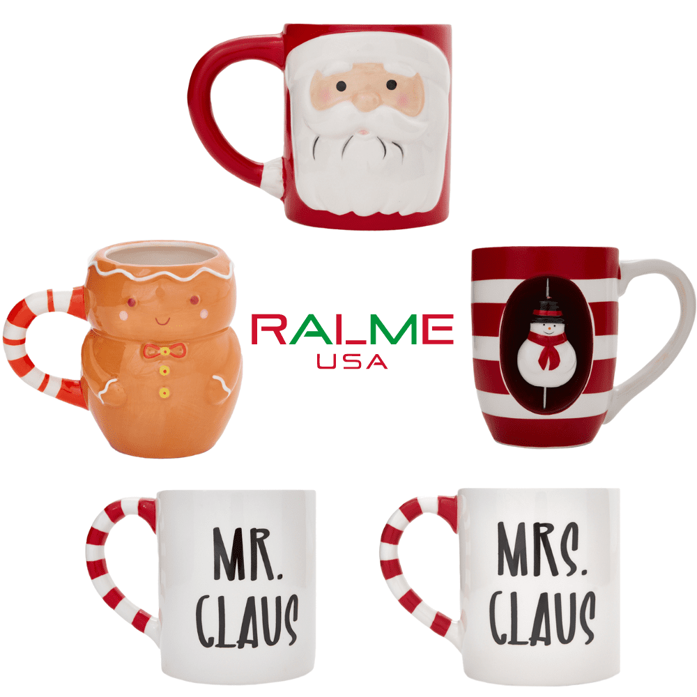 RALME Santa Claus Mug for Kids or Adults - Large Ceramic Christmas Coffee  or Hot Cocoa Mug, 15 oz.