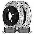 thumbnail image 3 of AutoShack Rear Drilled Slotted Brake Kit Rotors Black and Ceramic Pads Pair of 2 Driver and Passenger Side Replacement for Jeep Grand Cherokee Commander 4WD AWD 12.6 Inch Diameter SCDPR63029630291041, 3 of 4