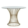CosmoLiving Westwood Glass Top Dining Table, Tempered Glass with Brass