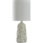 Vipiteno Table Lamp - Sandstone Silver Finish - White Softback Fabric Shade