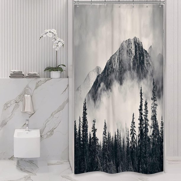 Cortina de ducha YONGSHENG con diseño de bosque brumoso 35.8 x 71.7 in
