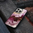 thumbnail image 4 of WIRESTER Shockproof Soft Rubber Cover Case for Apple iPhone 16 Pro 6.3" 2024, Marble Gold And Purple, 4 of 5