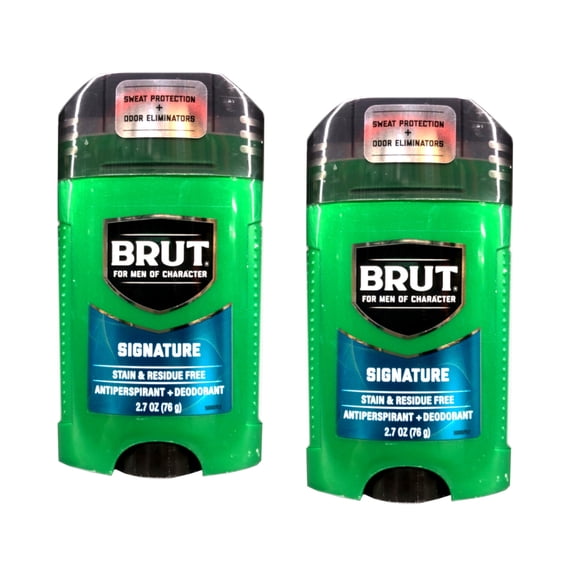 Brut Signature Scented Antiperspirant Deodorant Stick Twin Pack, Signature Scent, 2.7 oz