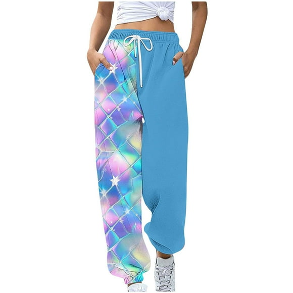 Styesk Women's Pants Women's Casual Trousers Printing Drawstring Pants Waist Long Pants Sweatpants With Pocket