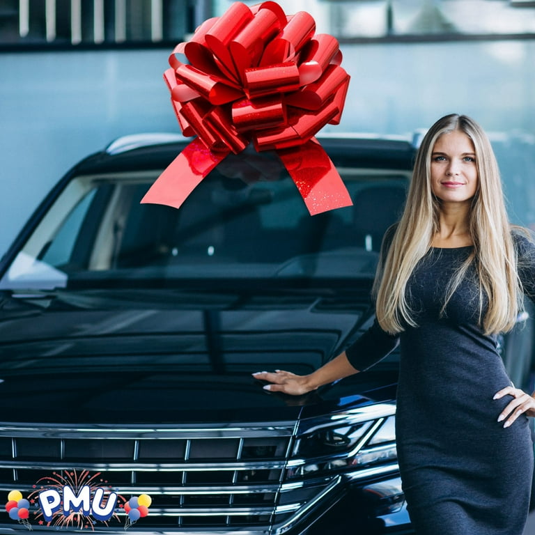 Waydress 20 Inch Giant Christmas Car Bow - Waterproof Pull-Apart Ribbon Bow For Car, Gift, Or Party Decor