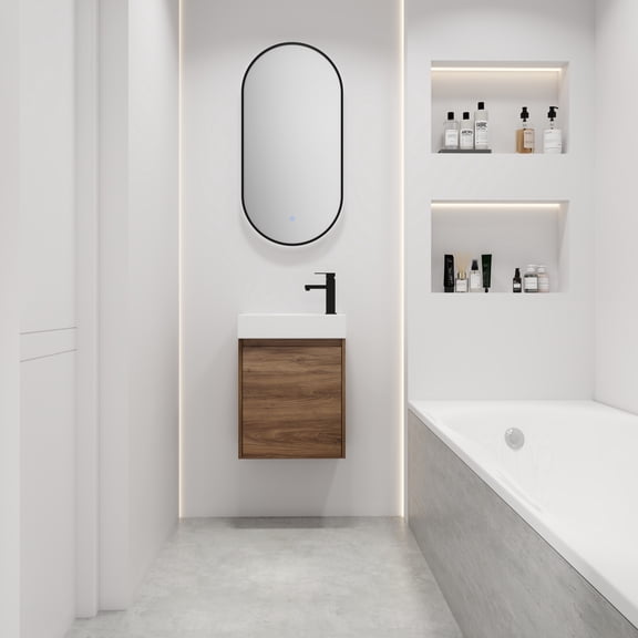 Bathroom Storage Cabinet 18 Inch Floating Small Bathroom Vanity With Single Sink, Suitable For Small Bathroom-BVB03018BRE,Bathroom Wall Storage