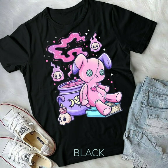 Kawaii Pastel Goth Cute Creepy Witchy Bear Unisex Form T-shirt Youth T-shirt
