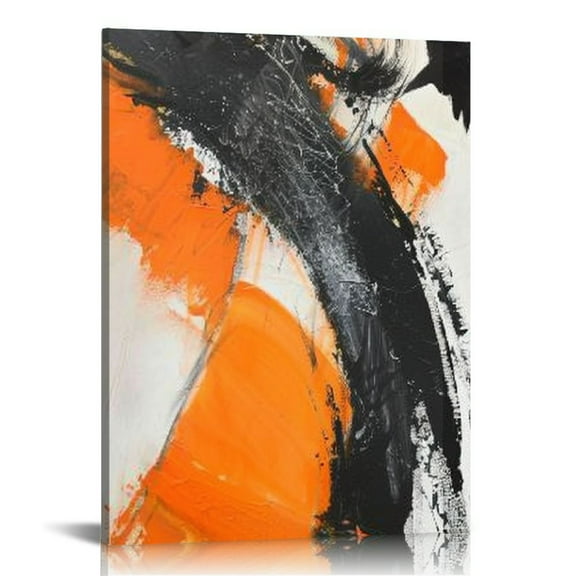COMIO  Modern Abstract Canvas Wall Art: Grey Orange Picture for Living Room Decoration, Minimalist Painting Textured Print Poster for Bedroom Home Office Decor