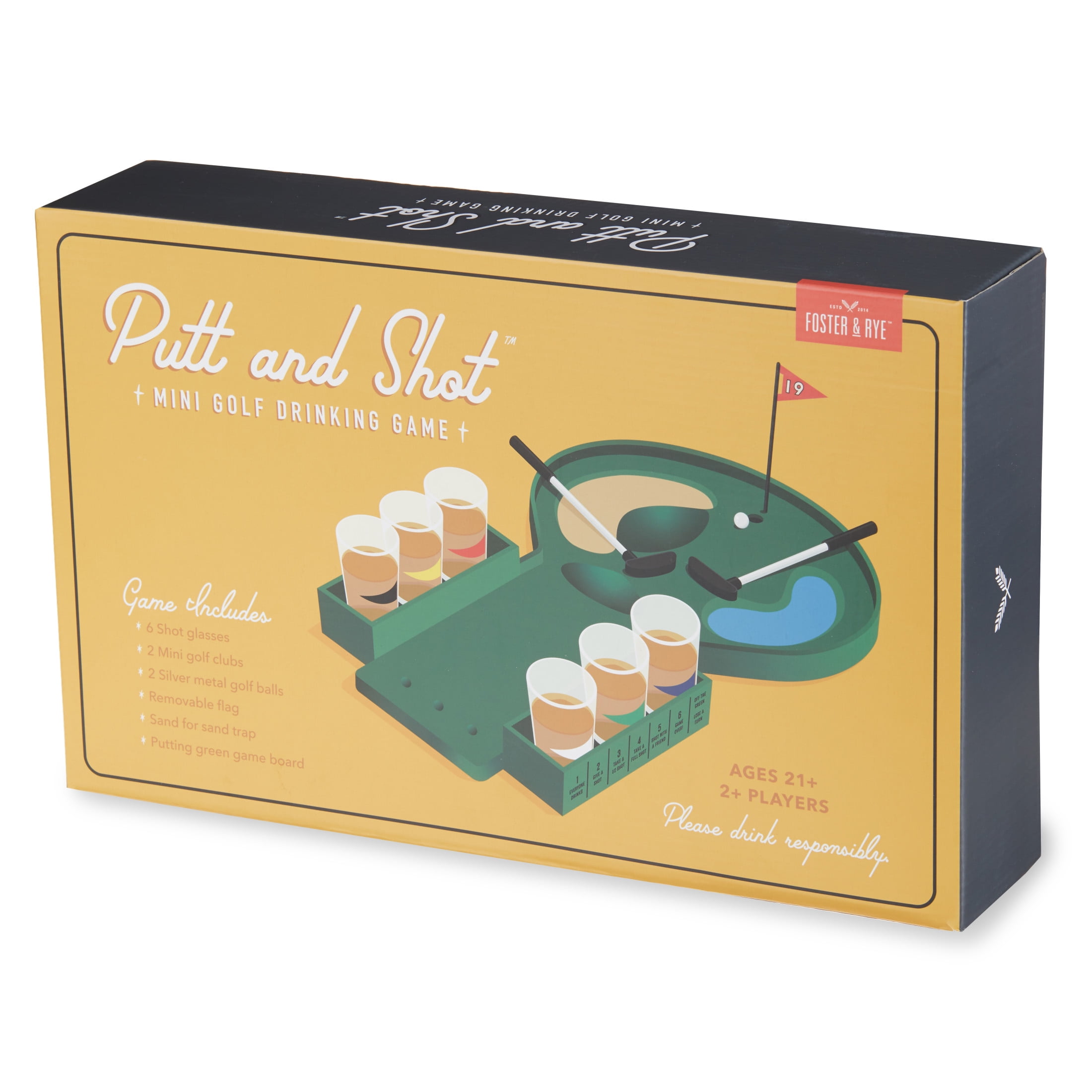 Foster & Rye Putt & Shot Glass Game Mini Golf Adult Party Drinking Game Set