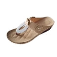 thumbnail image 2 of Women's Plus Size Summer Casual Solid Color Flip-flops Beach Wedge Fish Mouth Sandals Summer Sandals Beige 38, 2 of 5