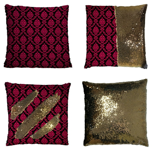 ZKGK Damask Pattern Reversible Mermaid Sequin Pillow Case 16x16 inches
