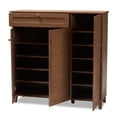 thumbnail image 2 of Bowery Hill Wood 11-Shelf and Drawer Shoe Cabinet in Walnut Brown, 2 of 10