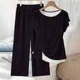 thumbnail image 5 of jobturf Summer Two Piece Sets for Women Solid Lounge Set Twist Front Short Sleeve Top and Straight Leg Pants Matching Vacation Outfits S-XXL, 5 of 5