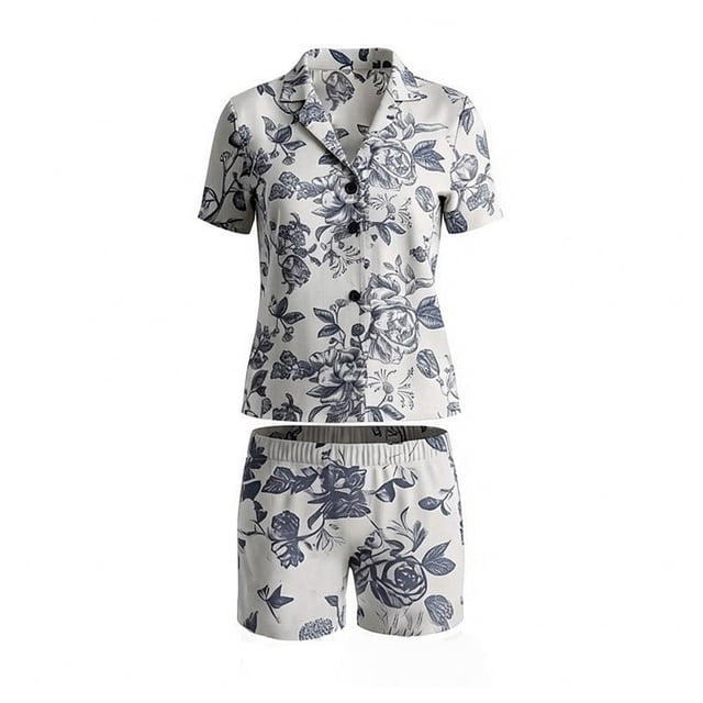 Pijama Secret Treasures para Dama Set Camisero Manga Corta con Short Marino Talla M 2 Piezas