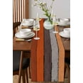 thumbnail image 4 of nqOlkjepod Burnt Orange Grey Table Runner 48 Inches Long Farmhouse Dress Scarves, Vintage Stripe Farmhouse Wood Grain Dining Tablerunner for Coffee Table/Kitchen Island/Party Décor, 13" x 48", 4 of 8