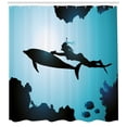 thumbnail image 3 of Ambesonne Dolphin Shower Curtain, Diver Girl with Dolphin, 69"Wx70"L, Pale Blue Black, 3 of 3