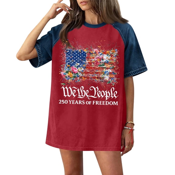 Usa 250th Anniversary T Shirts for Women Usa Flag 4th Of July Boyfriend Shirts 2026 Short Sleeve Patchwork Graphic Tees Usa Flag Oversized Bouse S
