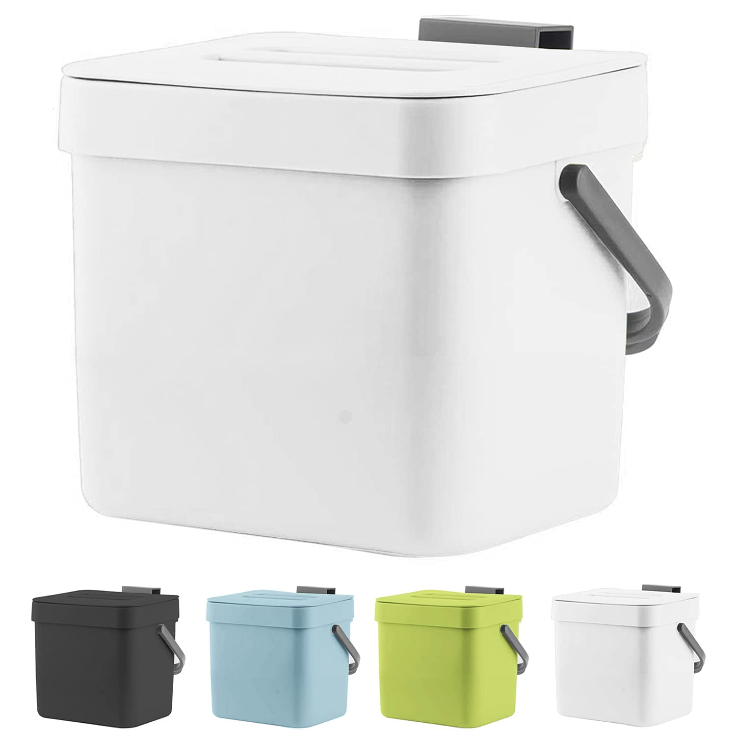 Countertop Compost Bin with Lid, Hanging Small Trash Can with Lid Under