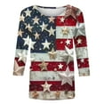 thumbnail image 5 of Yghzkop 3/4 Length Sleeve Womens Tops for Women 4th of July Independence Day Patriotic Shirt Summer Casual Round Neck T-Shirts Loose Fit Quick-Dry Trendy Tees Blouse, 5 of 5