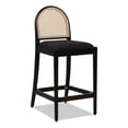 thumbnail image 1 of Panama 26.5 "Courbée Arrière Canne Rotin Tabouret Ensemble de 2 Ébène Boucle Noire, 1 of 12