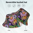 thumbnail image 2 of Yiaed Vintage Floral Print Reflective Stripe Bucket Hat Unisex Funny Outdoor Fisherman Cap Beach Sun Hat, 2 of 5