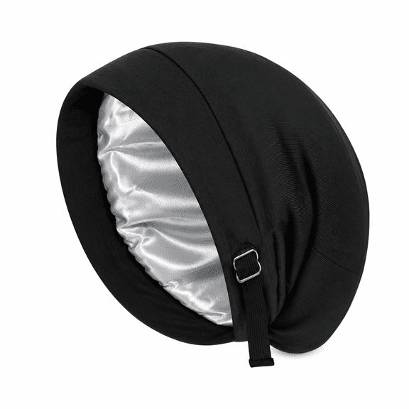 FLORNIX Satin Lined Sleep Bonnet Silk Sleep Cap for Men Women Slouchy Beanie Hat Night Sleeping Head Wrap Casual Curly Hair